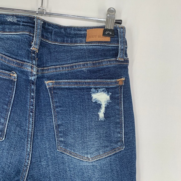 Judy Blue Women Jeans 25 Blue Denim Boyfriend Fit Dark Wash Distressed Adult - Picture 9 of 13